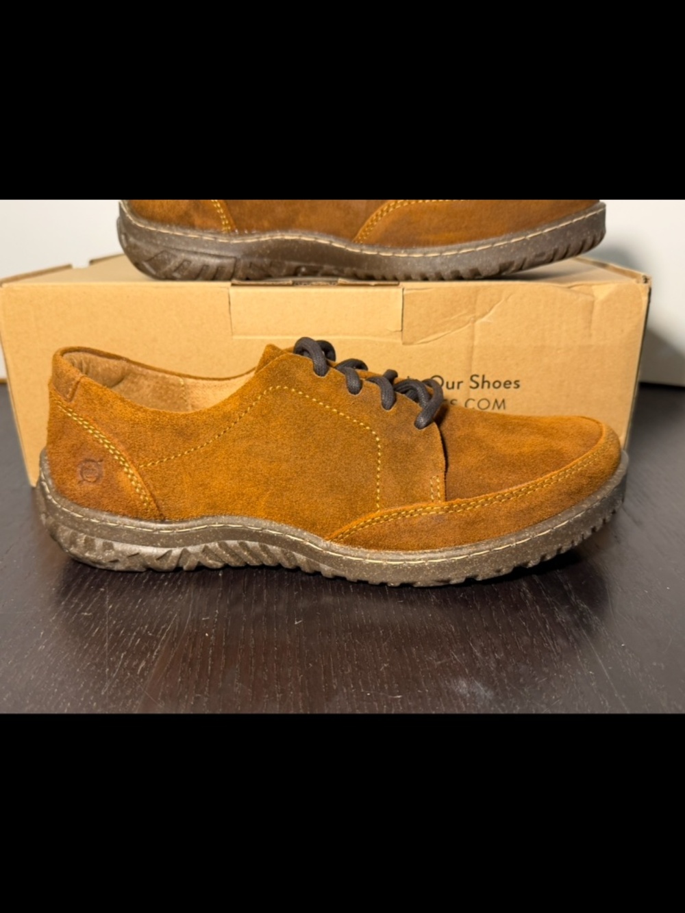 Born Bevi Suede Lace Up Sneakers Brown (Glazed Distressed Ginger) Womans 9.5M